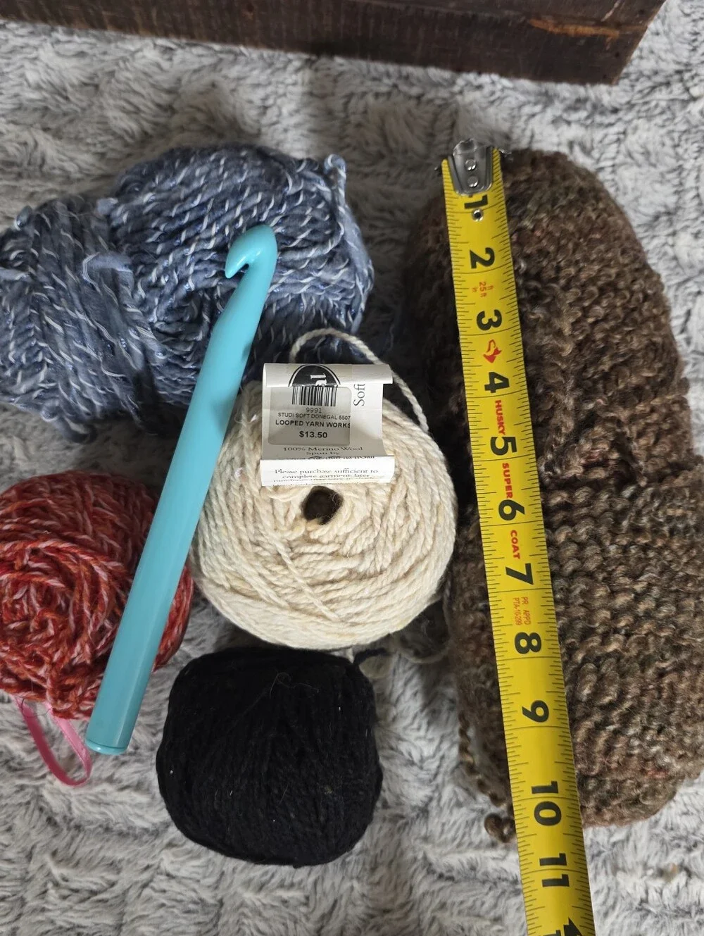 Lot of Yarn with one Blue Knitting Tool, Assorted as Shown in Photos